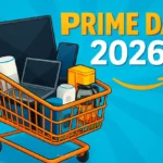 Carrinho de compras cheio de produtos para o Amazon Prime Day 2026.