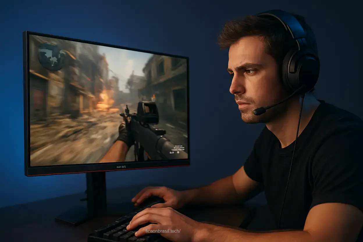 Gamer jogando com monitor AOC 25G4S.