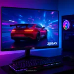 Monitor gamer AOC 25G4S em um ambiente de jogo moderno.