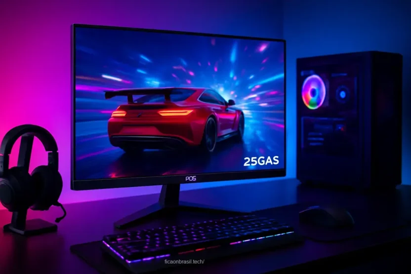 Monitor gamer AOC 25G4S em um ambiente de jogo moderno.