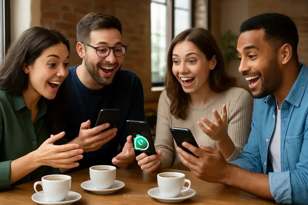 Possíveis falhas e instabilidades Grupo de pessoas discutindo novidades do WhatsApp.