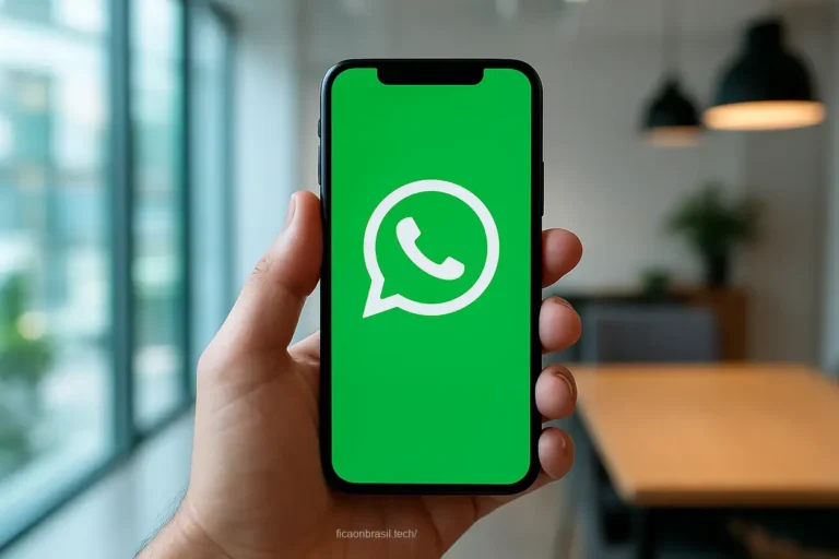 WhatsApp beta novidades com smartphone em destaque.