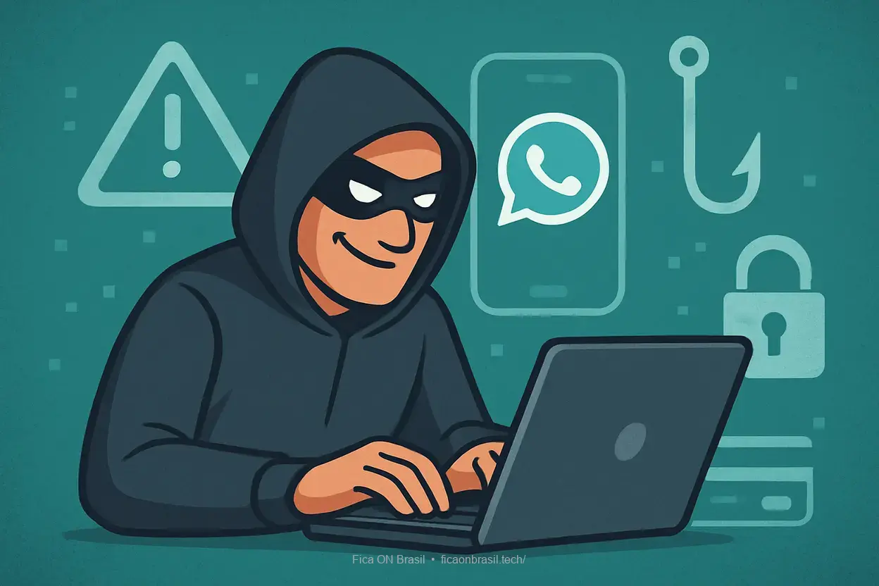 Golpista representando os riscos de fraudes no WhatsApp.