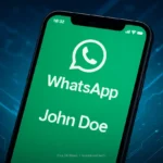 Nome de usuário do WhatsApp em destaque no smartphone.