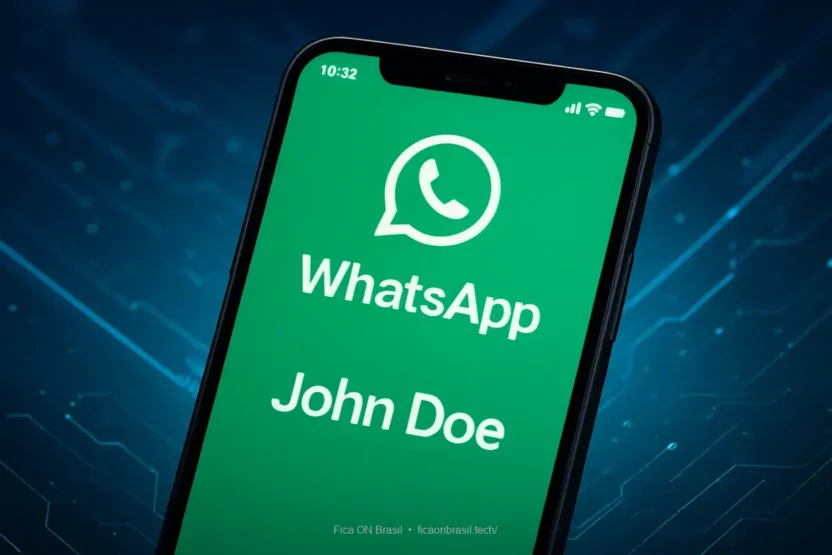Nome de usuário do WhatsApp em destaque no smartphone.