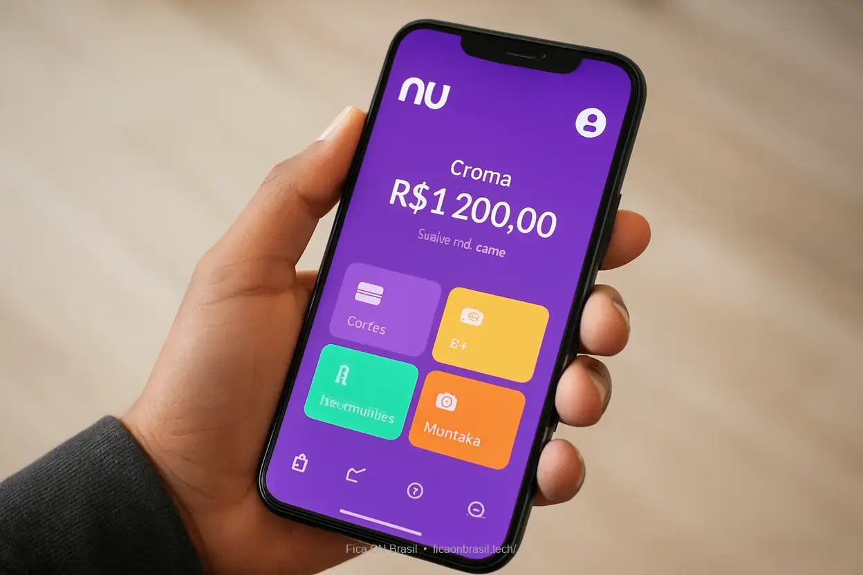 Uso do aplicativo Nubank Croma Pessoa usando o aplicativo Nubank Croma mostrando cashback.