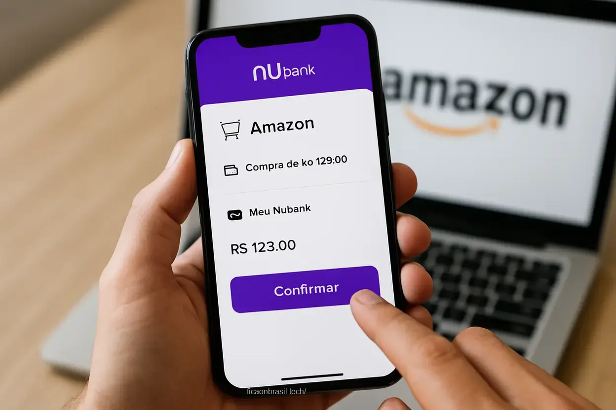 Cliente usando o Nubank para parcelamento na Amazon.