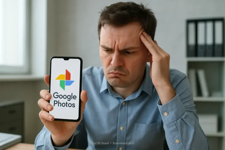 Usuário frustrado com o bug do Google Fotos