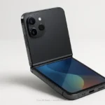 iPhone 18 dobrável em destaque com fundo minimalista.