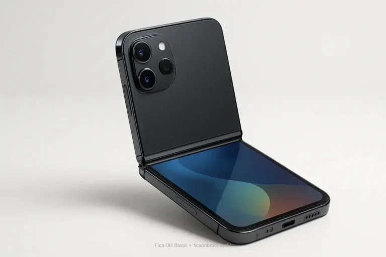 iPhone 18 dobrável em destaque com fundo minimalista.